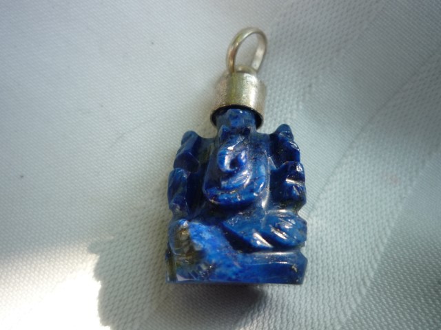 Lapis gemstone Ganesha  Pendant Inner vision, truthful communication, royal virtues4239